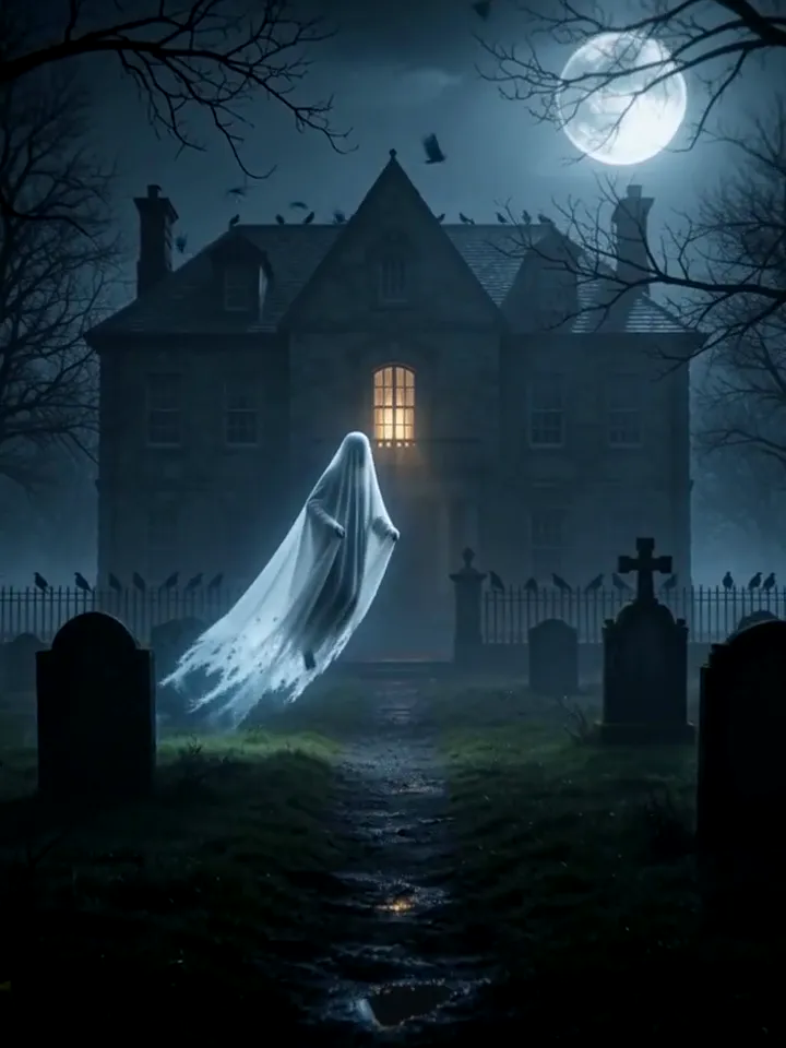 AI Halloween Generator: Graveyard ghost