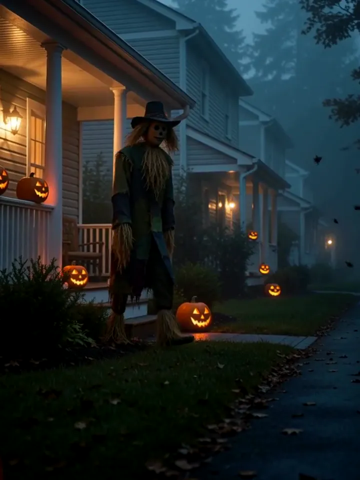 AI Halloween Generator: Scarecrow porch